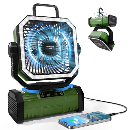 20000mAh Portable Camping Fan with Bluetooth Speaker O4490
