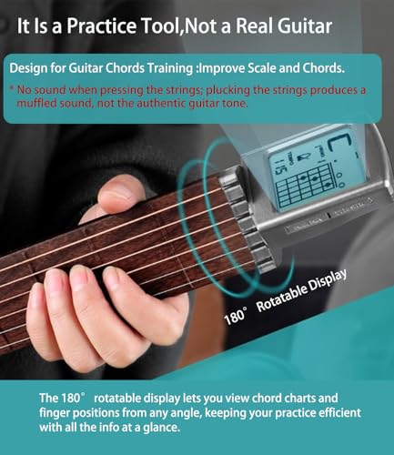 Portable Guitar Chord Practice Tool with Rotatable Chords Chart Screen H2420