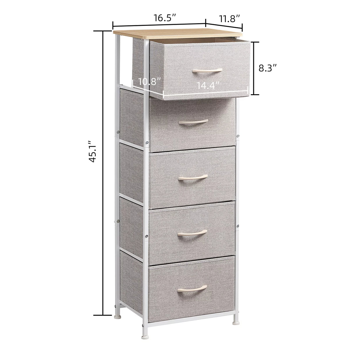 5 Drawer Fabric Dresser U1806