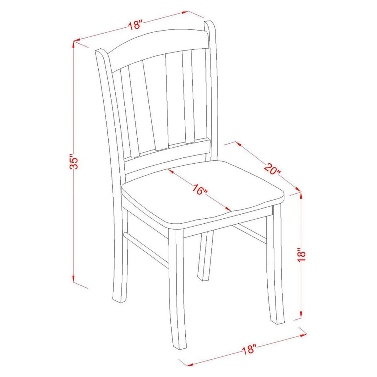 Dining Room Chair with Wood Seat Set Of 2 G1990