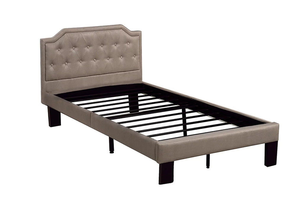 Tan Polyfabric Upholstered Twin Size Bed H328