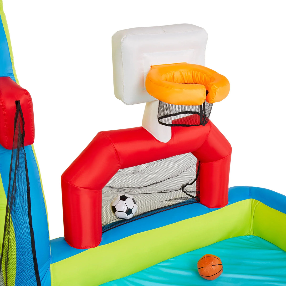 Outdoor Bounce House with Slide, Climbing Wall & 2 Sports Activities I895