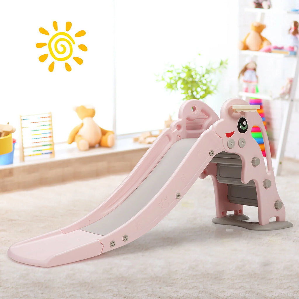 3-in-1 Kids Climber Slide Play Set with Basketball Hoop Green L73072
