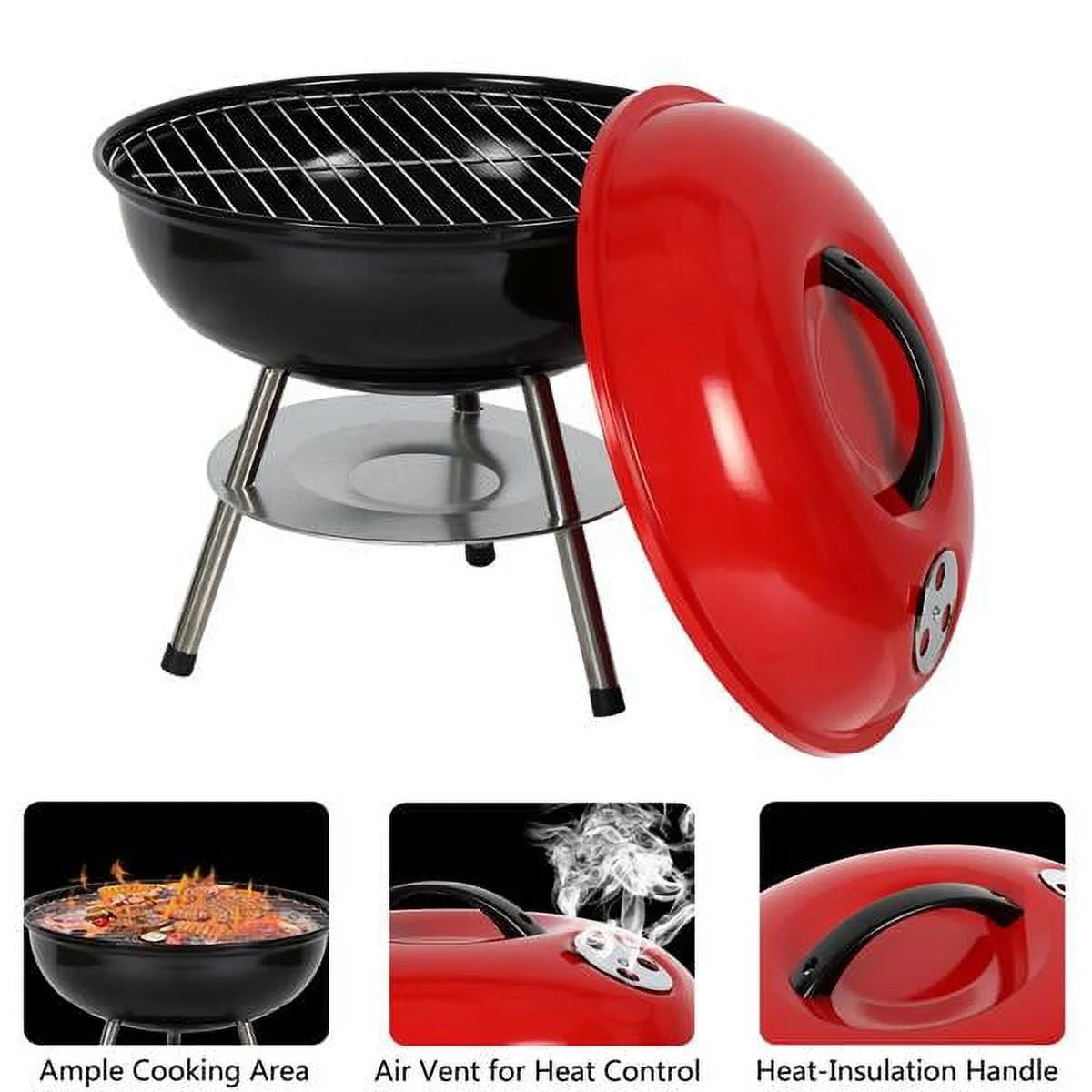 14-Inch Portable Charcoal Grill with Lid H23531