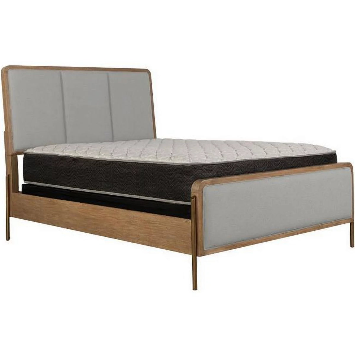 King Size Wood Bed with Padded Upholstery E229