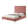 Blush Pink Velvet Queen Bed S702